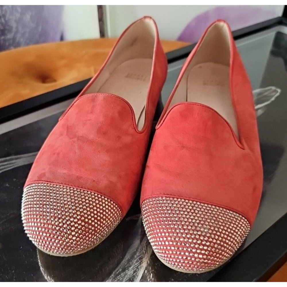 Stuart Weitzman Lingo Loafers Women Size 11.5M Studs Smoking Suede Shoes YJ01